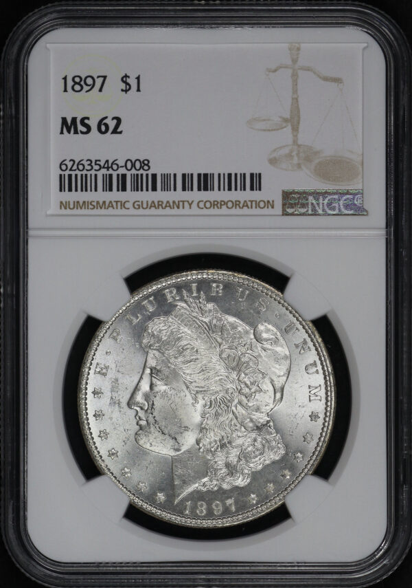Obverse of this 1897 Morgan Dollar NGC MS-62
