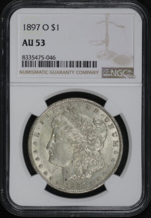 Obverse of this 1897-O Morgan Dollar NGC AU-53