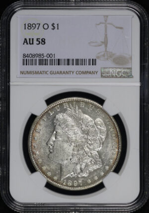 Obverse of this 1897-O Morgan Dollar NGC AU-58