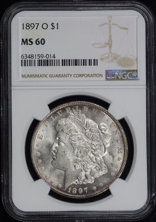 Obverse of this 1897-O Morgan Dollar NGC MS-60