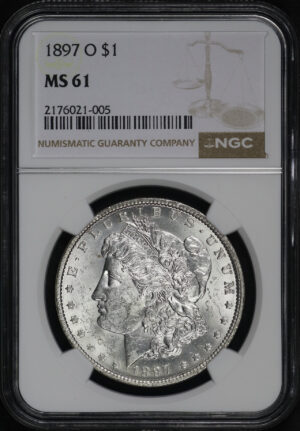 Obverse of this 1897-O Morgan Dollar NGC MS-61