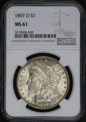 Obverse of this 1897-O Morgan Dollar NGC MS-61