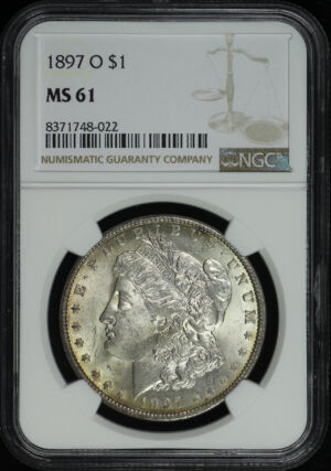 Obverse of this 1897-O Morgan Dollar NGC MS-61