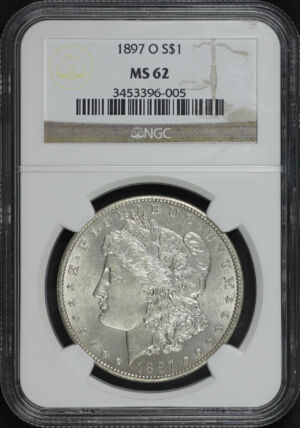 Obverse of this 1897-O Morgan Dollar NGC MS-62