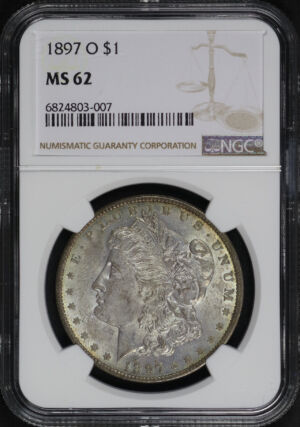 Obverse of this 1897-O Morgan Dollar NGC MS-62