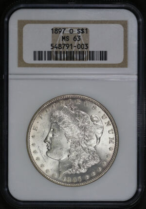 Obverse of this 1897-O Morgan Dollar NGC MS-63