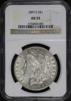 Obverse of this 1897-S Morgan Dollar NGC AU-53