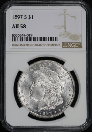 Obverse of this 1897-S Morgan Dollar NGC AU-58