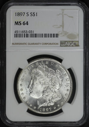 Obverse of this 1897-S Morgan Dollar NGC MS-64