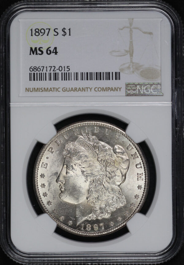 Obverse of this 1897-S Morgan Dollar NGC MS-64
