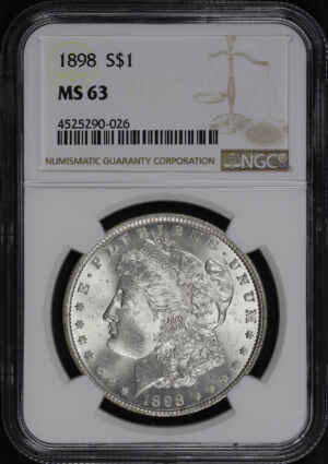 Obverse of this 1898 Morgan Dollar NGC MS-63