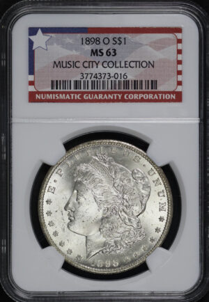 Obverse of this 1898-O Morgan Dollar NGC MS-63 MUSIC CITY COLLECTION