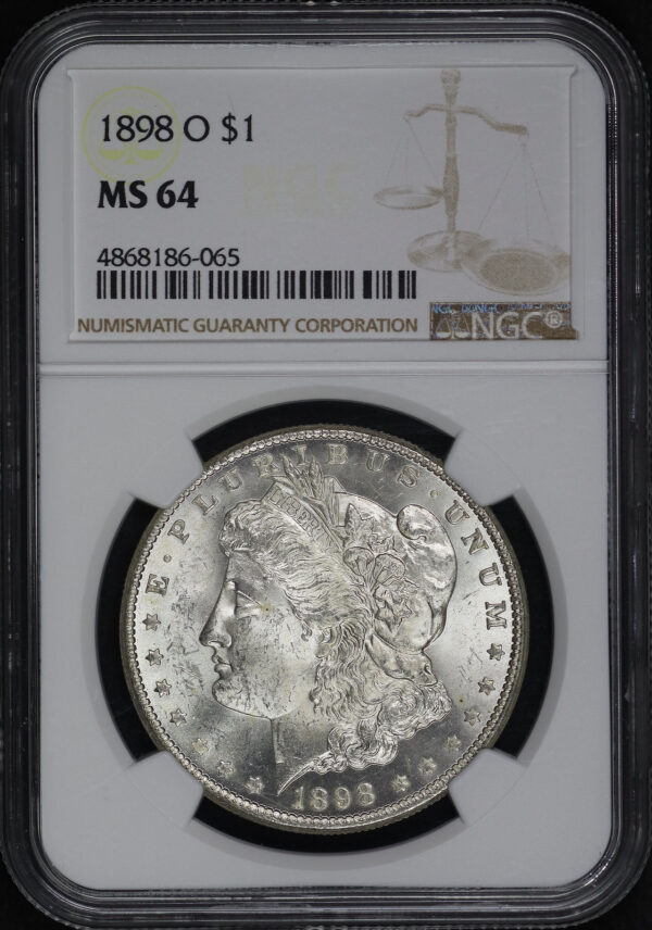 Obverse of this 1898-O Morgan Dollar NGC MS-64