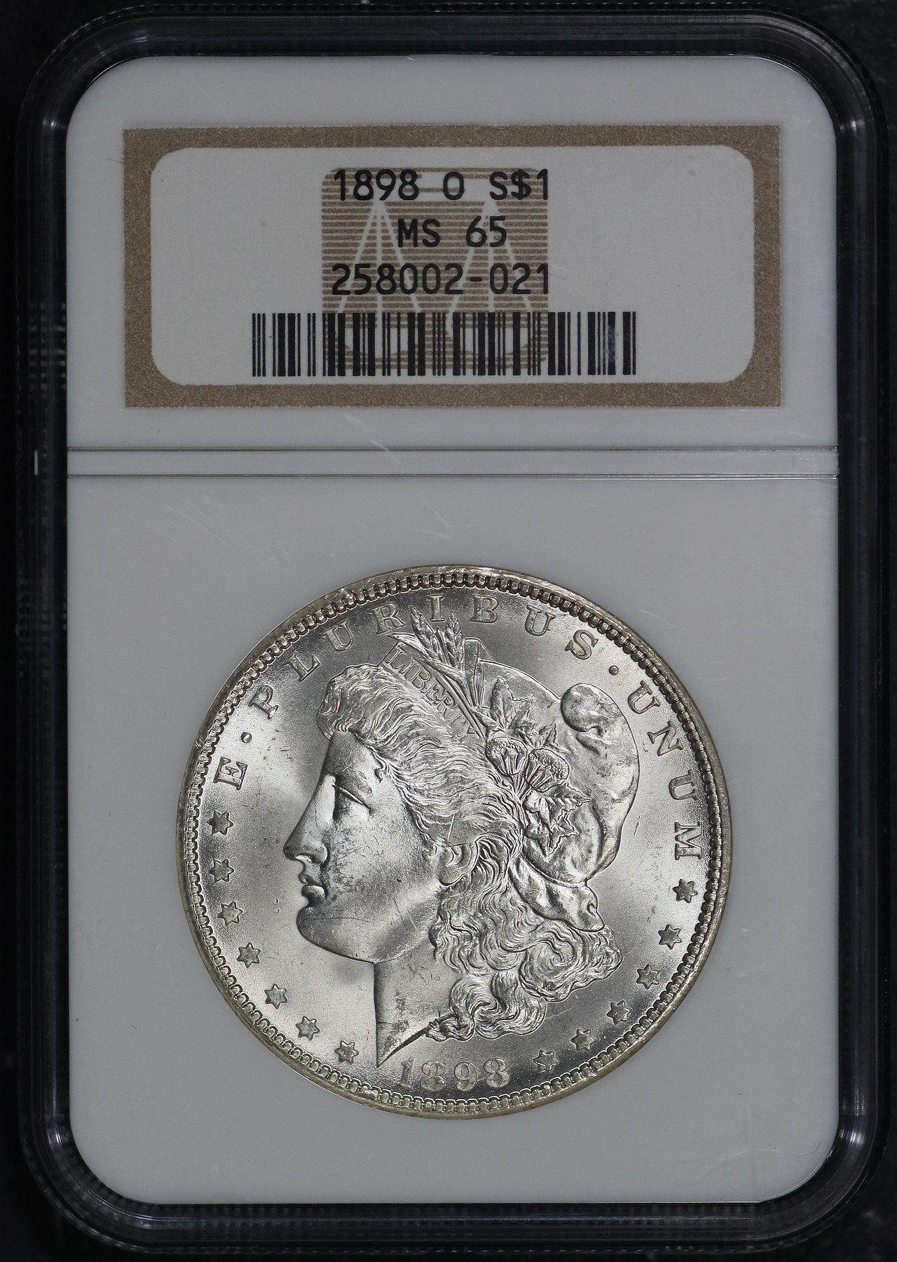 Obverse of this 1898-O Morgan Dollar NGC MS-65
