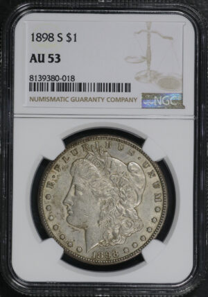 Obverse of this 1898-S Morgan Dollar NGC AU-53