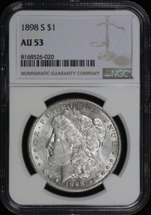 Obverse of this 1898-S Morgan Dollar NGC AU-53