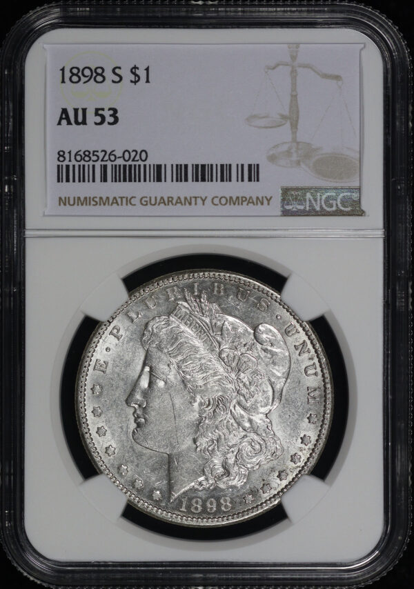 Obverse of this 1898-S Morgan Dollar NGC AU-53