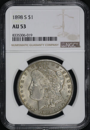 Obverse of this 1898-S Morgan Dollar NGC AU-53