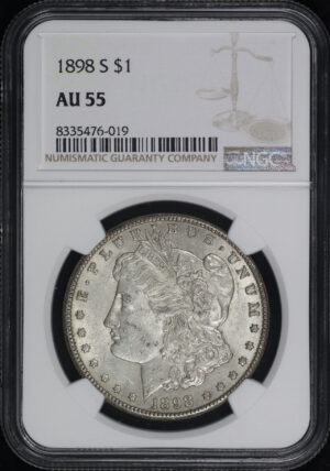 Obverse of this 1898-S Morgan Dollar NGC AU-55