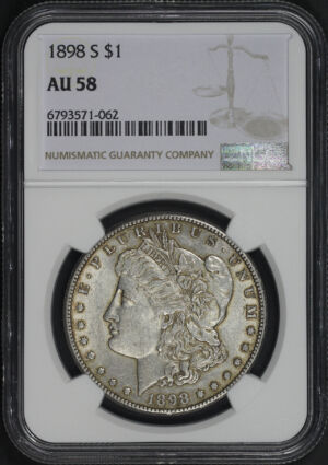 Obverse of this 1898-S Morgan Dollar NGC AU-58