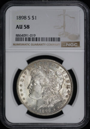 Obverse of this 1898-S Morgan Dollar NGC AU-58