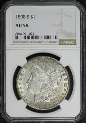 Obverse of this 1898-S Morgan Dollar NGC AU-58