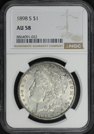 Obverse of this 1898-S Morgan Dollar NGC AU-58