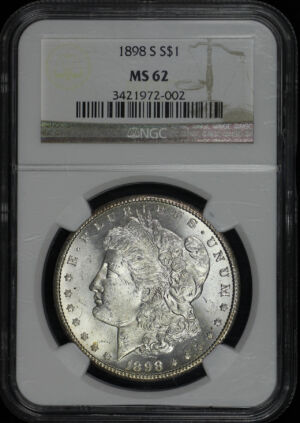 Obverse of this 1898-S Morgan Dollar NGC MS-62