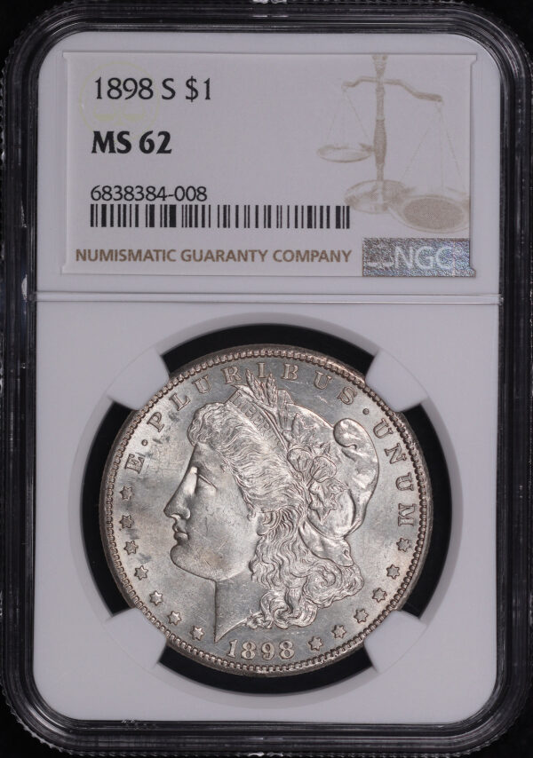 Obverse of this 1898-S Morgan Dollar NGC MS-62