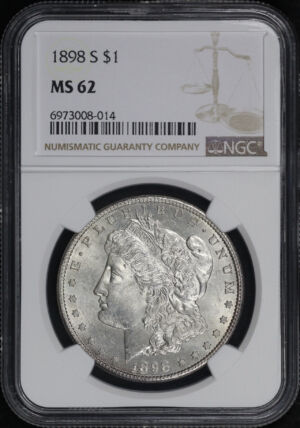 Obverse of this 1898-S Morgan Dollar NGC MS-62