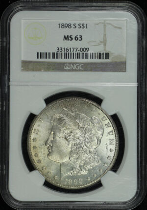 Obverse of this 1898-S Morgan Dollar NGC MS-63