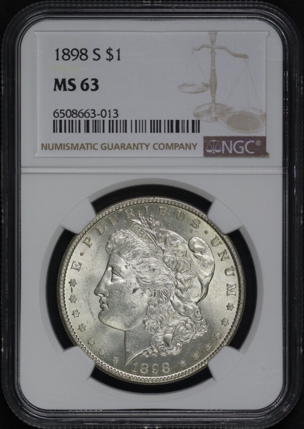 Obverse of this 1898-S Morgan Dollar NGC MS-63