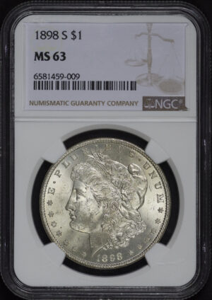 Obverse of this 1898-S Morgan Dollar NGC MS-63