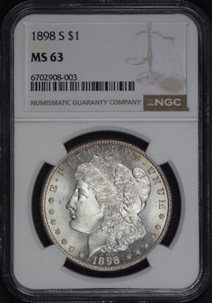 Obverse of this 1898-S Morgan Dollar NGC MS-63