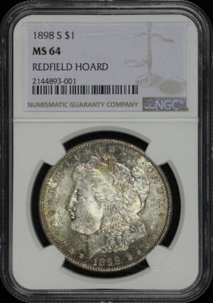 Obverse of this 1898-S Morgan Dollar NGC MS-64 Redfield Hoard
