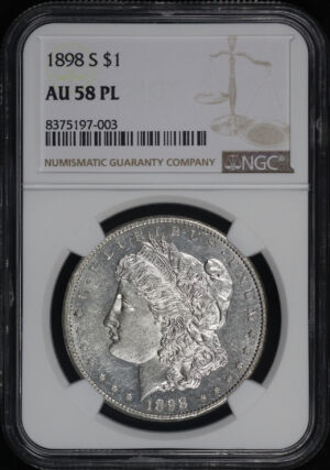 Obverse of this 1898-S Morgan Dollar NGC AU-58 PL