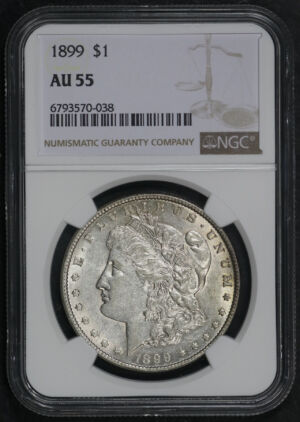 Obverse of this 1899 Morgan Dollar NGC AU-55