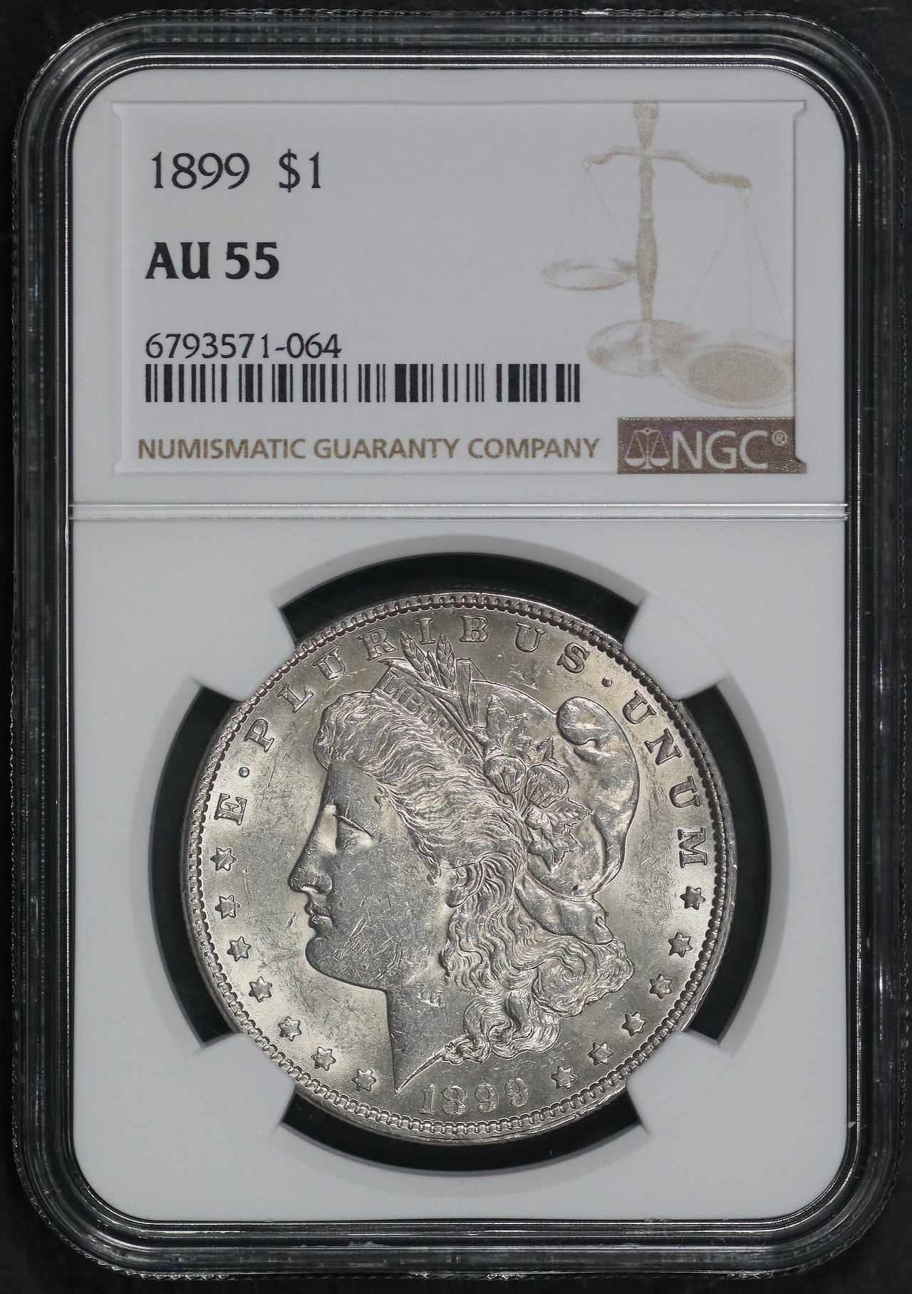 Obverse of this 1899 Morgan Dollar NGC AU-55