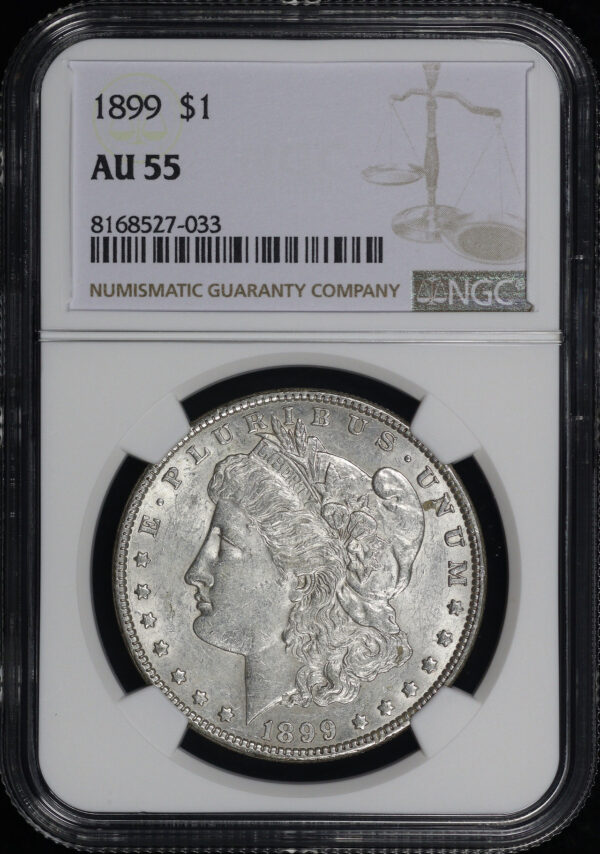 Obverse of this 1899 Morgan Dollar NGC AU-55