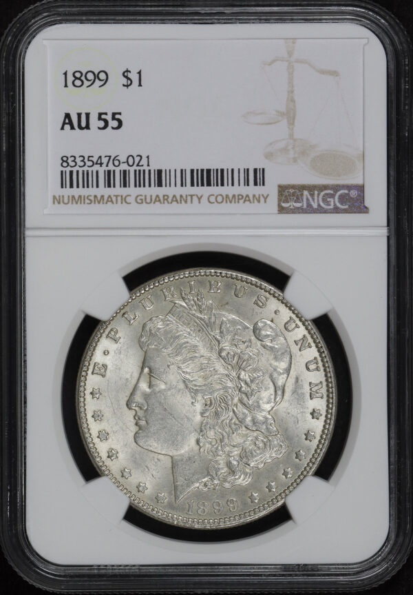 Obverse of this 1899 Morgan Dollar NGC AU-55