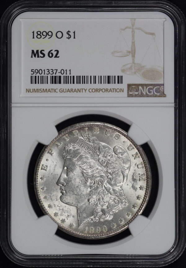 Obverse of this 1899-O Morgan Dollar NGC MS-62