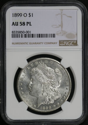Obverse of this 1899-O Morgan Dollar NGC AU-58 PL