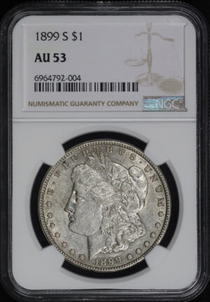 Obverse of this 1899-S Morgan Dollar NGC AU-53