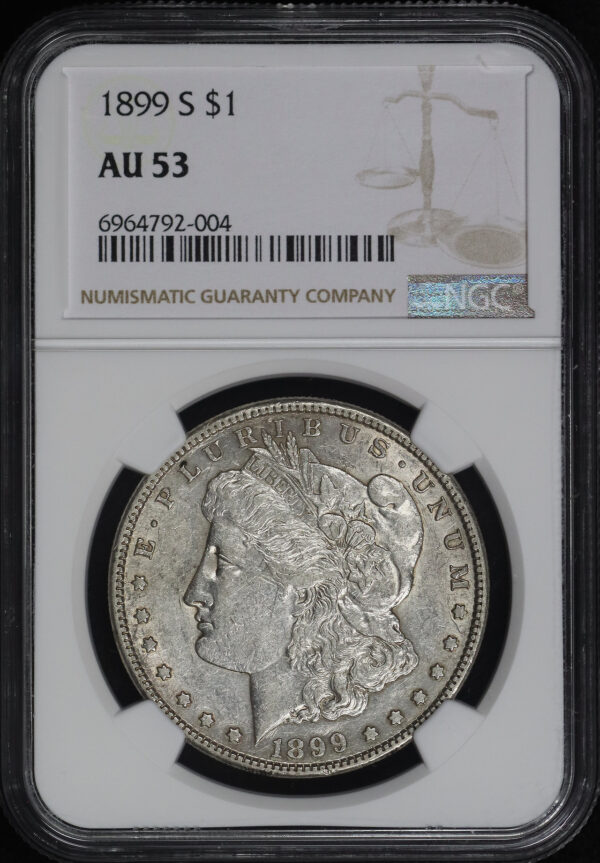 Obverse of this 1899-S Morgan Dollar NGC AU-53