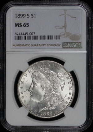 Obverse of this 1899-S Morgan Dollar NGC MS-65