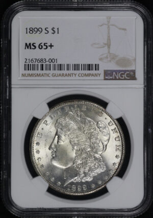 Obverse of this 1899-S Morgan Dollar NGC MS-65+
