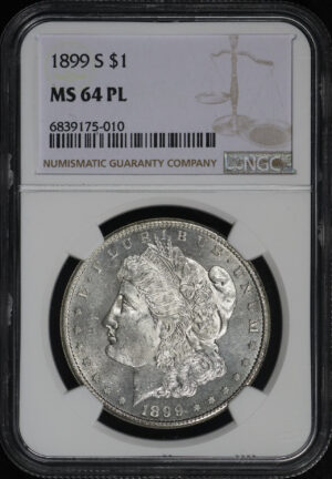 Obverse of this 1899-S Morgan Dollar NGC MS-64 PL