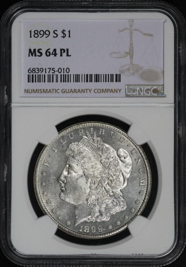 Obverse of this 1899-S Morgan Dollar NGC MS-64 PL
