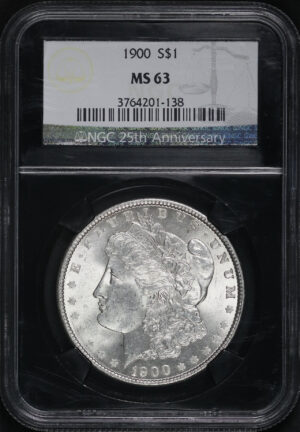 Obverse of this 1900 Morgan Dollar NGC MS-63 Black Retro Holder