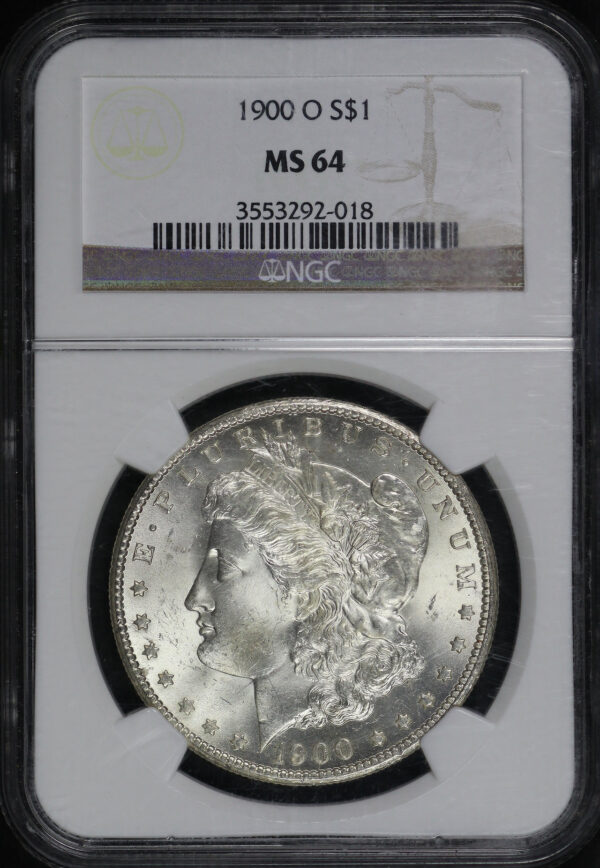 Obverse of this 1900-O Morgan Dollar NGC MS-64